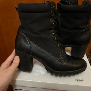 XOXO Black Lace-Up Heeled Boots